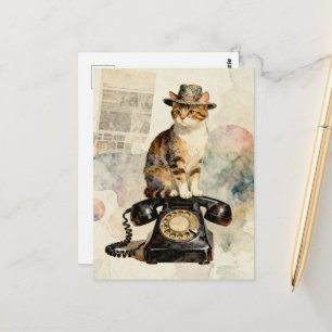 De Kitty op de Antieke Telefoon Briefkaart