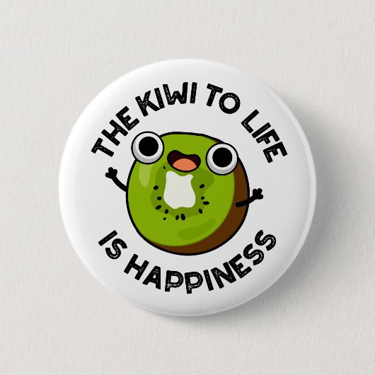 De Kiwi tot leven is geluk grappig fruitsnoepje Ronde Button 5,7 Cm (Voorkant)