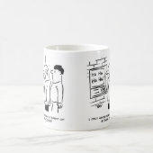 De Klant van de bank vraagt ATM om een Verklaring Koffiemok (Center)