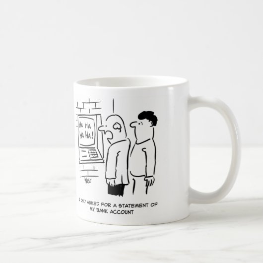 De Klant van de bank vraagt ATM om een Verklaring Koffiemok (Rechts)