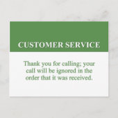De klantenservice bellen (2) briefkaart (Voorkant)
