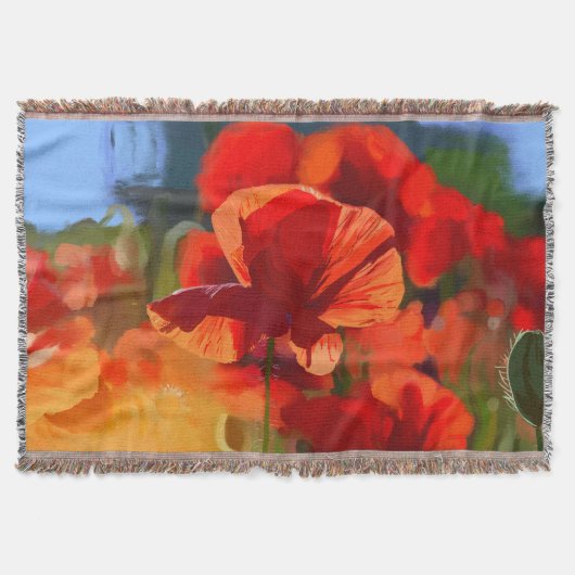 De klaproos huis - olieverfschilderij deken (Voorkant)