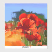 De klaproos huis - olieverfschilderij sticker (Vel)