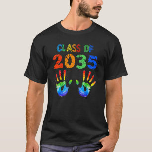 De klasse van 2035 groeit met me kleurenhanddruk o t-shirt