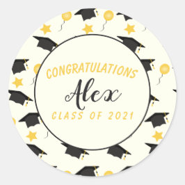 De klasse van felicitaties van Afstuderen naam aan Ronde Sticker