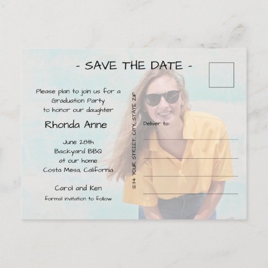 De Klasse van het manuscript van het Afstuderen va Briefkaart (Achterkant)