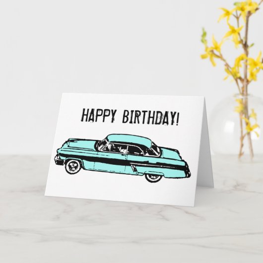 De klassieke GELUKKIGE VERJAARDAG van de Auto! Kaart (Gele Bloem)