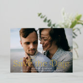 De klassieke Horizontaal Foto van Elegance sparen  Folie Uitnodiging (Staand Voorkant)