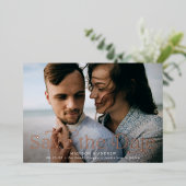 De klassieke Horizontaal Foto van Elegance sparen Folie Uitnodiging (Staand Voorkant)