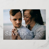 De klassieke Horizontaal Foto van Elegance sparen Folie Uitnodiging (Voorkant)