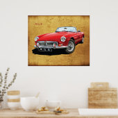 De klassieke MG MGB-roadster Poster (Keuken)