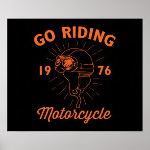 De klassieke motorfietser Rider Helmet Poster