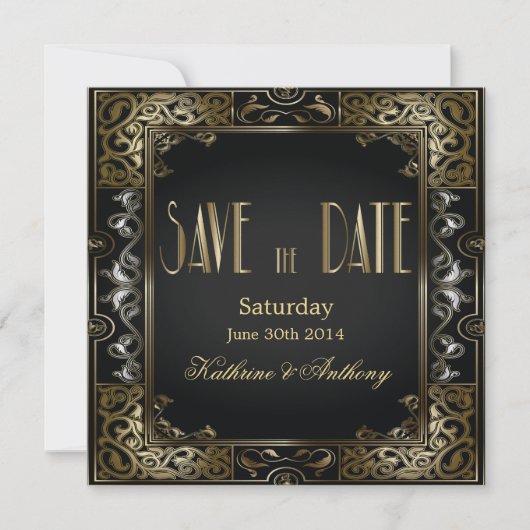 De  Klassieke Stijl van Gatsby sparen de Datum Save The Date (Voorkant)