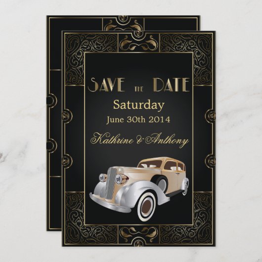 De Klassieke Stijl van Gatsby sparen de Datum Save The Date (Voorkant / Achterkant)