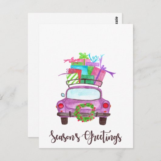 De klassieke Waterverf van de auto van het seizoen Briefkaart (Voorkant / Achterkant)