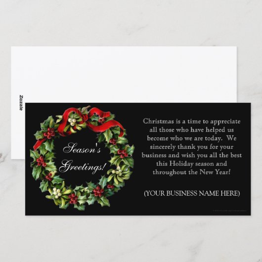 De klassieke Zwarte Kroon van de Hulst stempelde Feestdagenkaart (Voorkant / Achterkant)