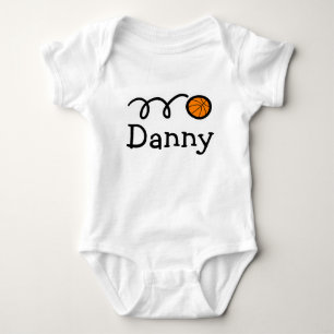 De kleding van het baby met naam en basketbaldruk romper