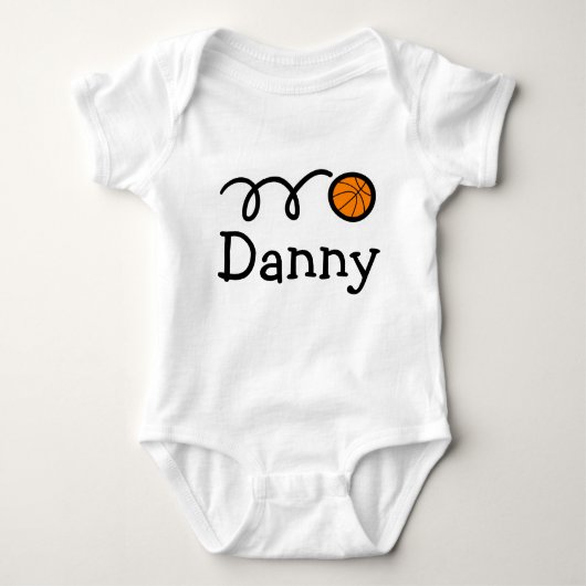 De kleding van het baby met naam en basketbaldruk romper (Voorkant)
