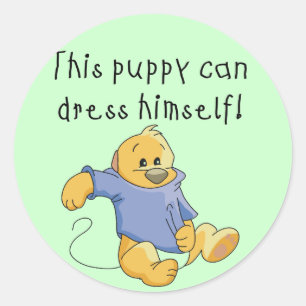 De Kleding van het puppy op T-shirts en Giften Ronde Sticker