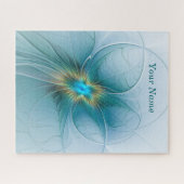 De kleine Beauty Modern Blue Gold Fractal naam Legpuzzel (Horizontaal)