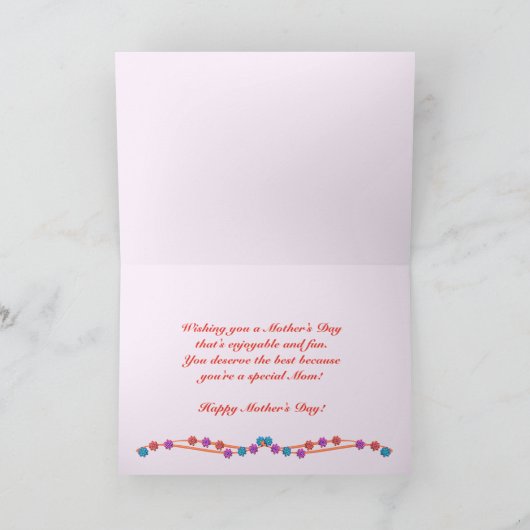 De kleine Bloemen van het Moederdag (fotolijst) Kaart (Binnen)