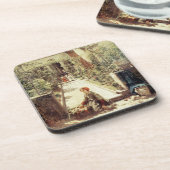 De kleine Bloemenmeisje (olie op doek) Bier Onderzetter (Linkerzijde)