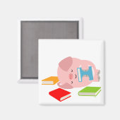 De kleine boek liefhebber (schattig Cartoon varken Magneet (Voorkant / Achterkant)