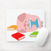De kleine boekenloper (Cute Cartoon Pig.) Mousepad Muismat (Met muis)