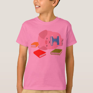 De kleine boekenlover (Cartoon Varken) Kinder T-sh T-shirt