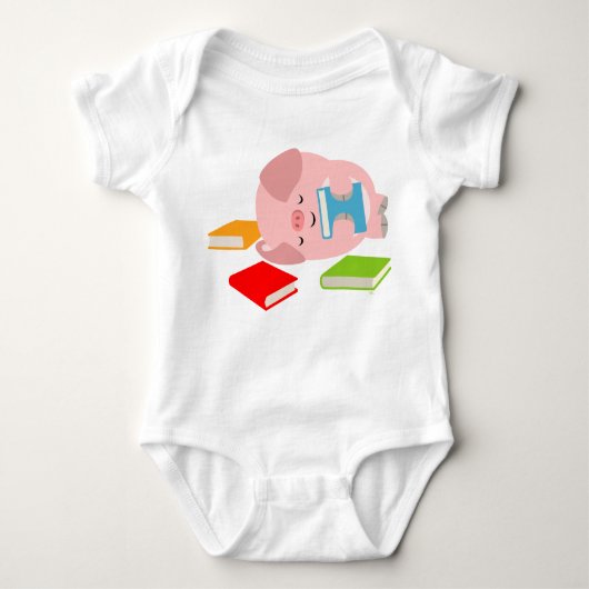 De kleine boekenlover (Cartoon Varkenshaar) Baby-b Romper (Voorkant)