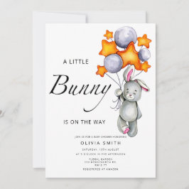 De kleine bunny is onderweg naar de baby shower ui kaart