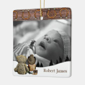 De kleine cowboy en Teddy Bear Country met Kerstmi Keramisch Ornament (Links)