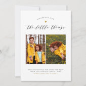 De kleine Dingen Goud Hart Twee Foto's Kerstmis Feestdagenkaart (Voorkant)