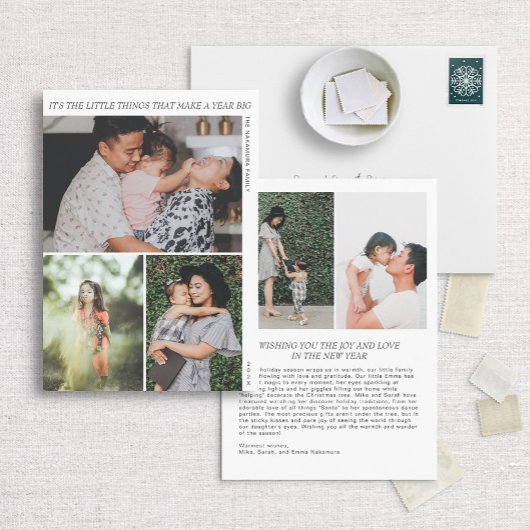 De kleine dingen modern minimalistisch nieuwjaar feestdagenkaart