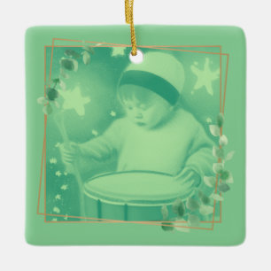De kleine drummer jongen keramisch ornament