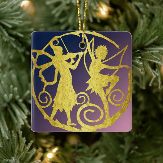 De kleine fee en de elf keramisch ornament (Boom)