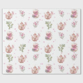 De kleine fee en theepot verjaardag cadeaupapier (Vlak)