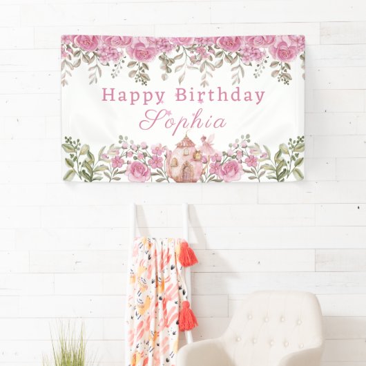 De kleine fee en theepot verjaardag spandoek (Insitu)