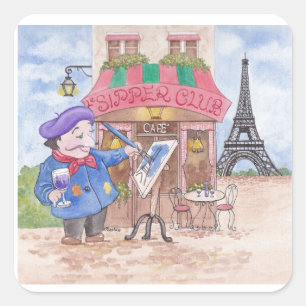 De kleine Franse artiest Vierkante Sticker