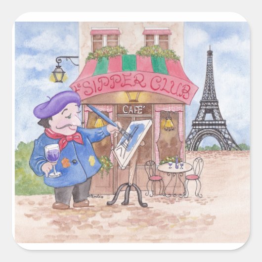 De kleine Franse artiest Vierkante Sticker (Voorkant)