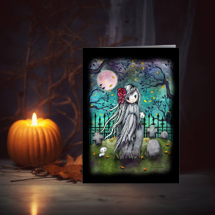De Kleine Geest Schattige Halloween Kunstkaart Kaart