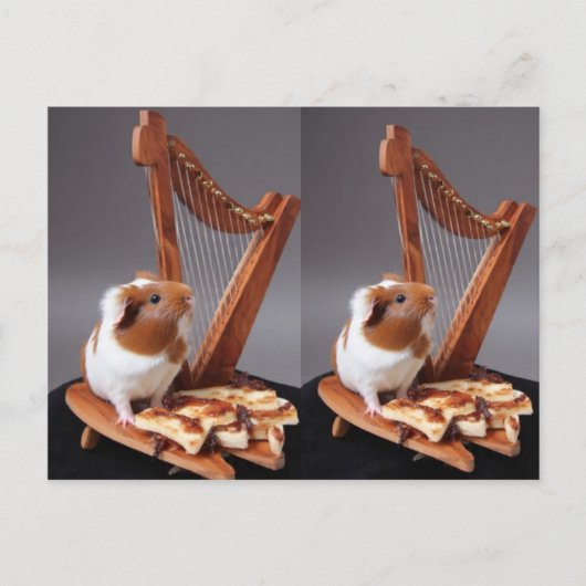 De Kleine Harpist – Whimsicale Cavia Postkaart (Voorkant)