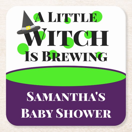 De kleine heks breekt het Halloween Baby shower Kartonnen Onderzetters (Voorkant)