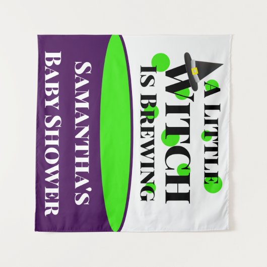 De kleine heks breekt het Halloween Baby shower Wandkleed (Voorkant (horizontaal))