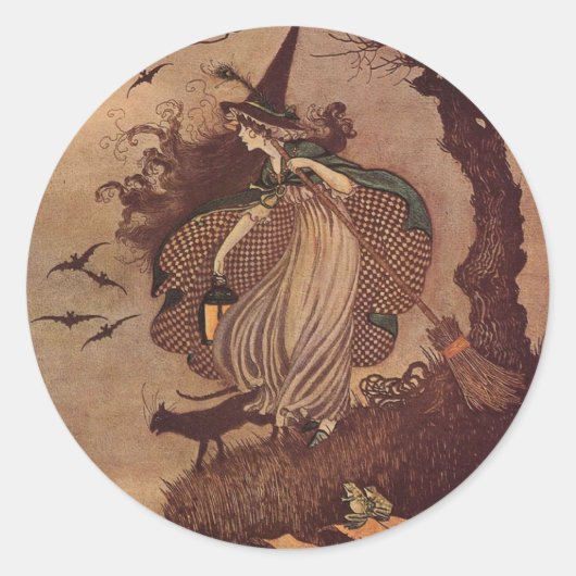 De kleine heks ronde sticker (Voorkant)