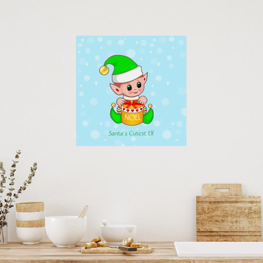 De kleine helper van de kerstkerstman poster (Keuken)