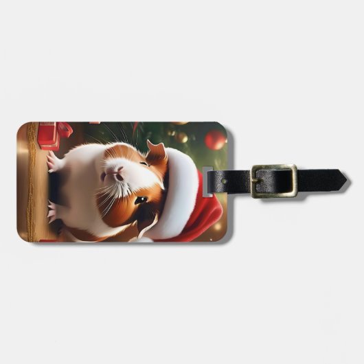 De kleine helper van de Kerstman: het kerstcavia Bagagelabel (Voorkant horizontaal)