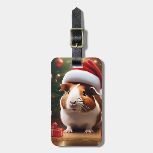 De kleine helper van de Kerstman: het kerstcavia Bagagelabel (Voorkant verticaal)