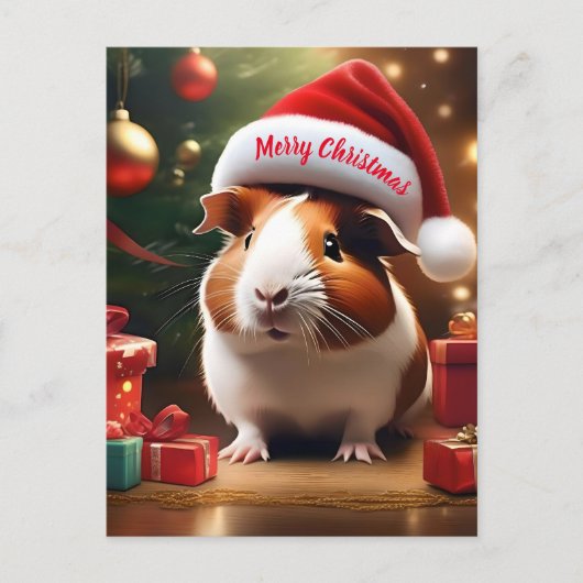 De kleine helper van de Kerstman: het kerstcavia Briefkaart (Voorkant)
