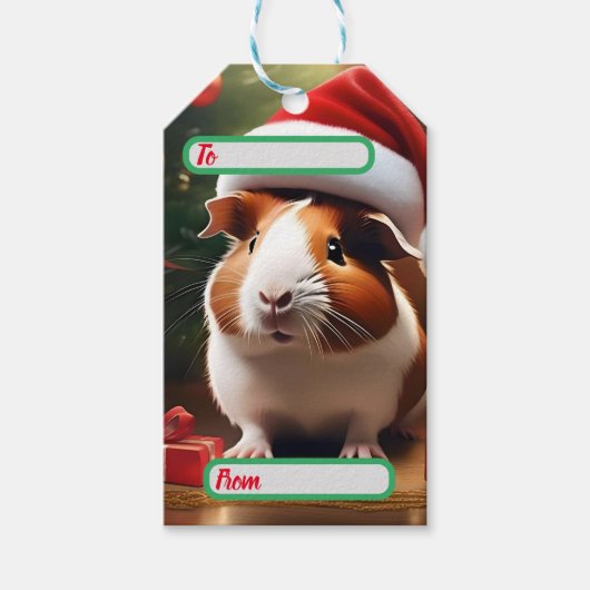 De kleine helper van de Kerstman: het kerstcavia Cadeaulabel (Voorkant)